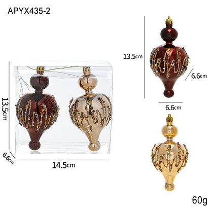 Adhesive Bead Christmas Ornaments Shiny Boxed Champagne Brown Screw Christmas Tree Decorations Hanging Ornaments