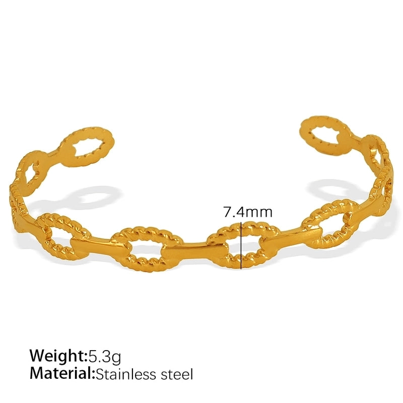 Titanium Steel 18K Gold Plated IG Style Cool Style Plating Circle Waves Bangle