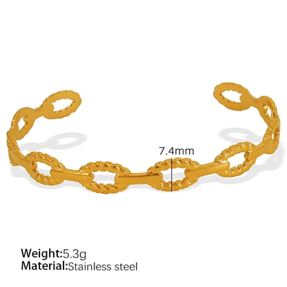 Titanium Steel 18K Gold Plated IG Style Cool Style Plating Circle Waves Bangle