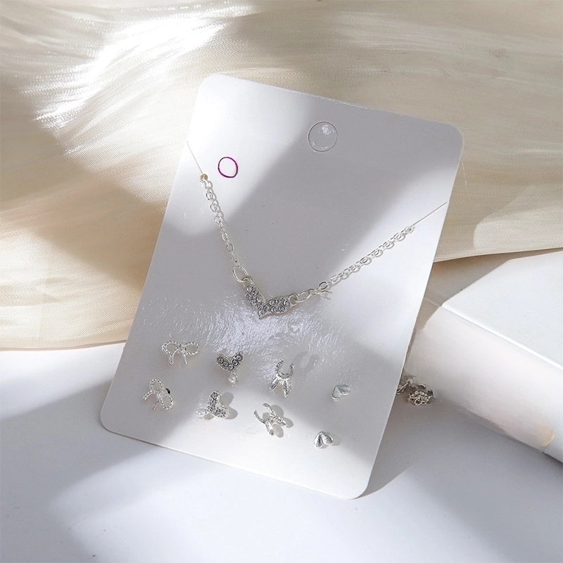 New Crystal Christmas Clavicle Chain Alloy Short Necklace Earring Set