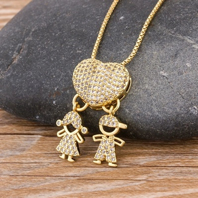 2 Pieces Exaggerated Novelty Modern Style Human Copper Plating Inlay 18K Gold Plated Zircon Pendant Necklace