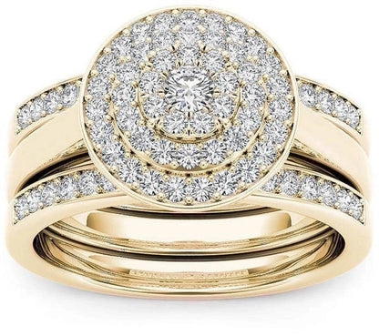 Fashion Flower Alloy Plating Artificial Gemstones Women\'S Ring Sets