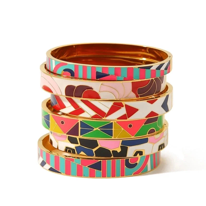 304 Stainless Steel 18K Gold Plated Basic Minimalist Plating Geometric Bangle