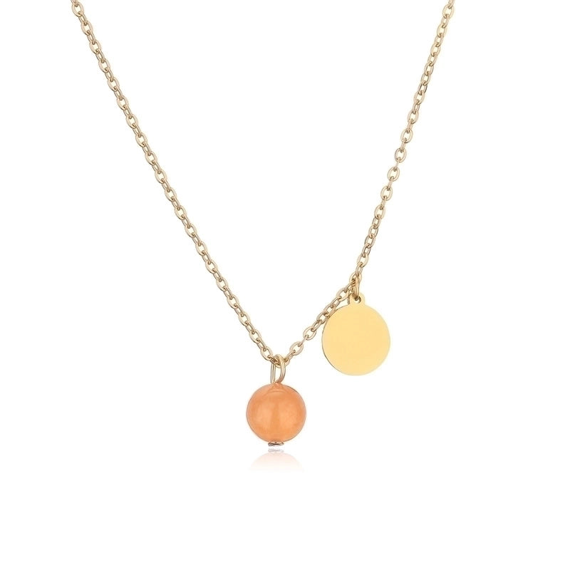 Punk Minimalist Round Natural Stone Pendant Necklace In Bulk