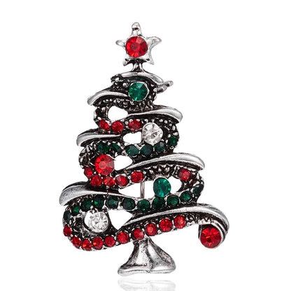 Fashion Pin Christmas Tree Alloy Inlay Rhinestones Unisex Brooches