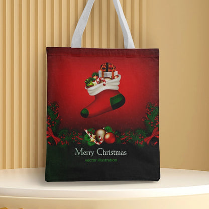 Christmas Unisex Polyester Christmas House Christmas Tree Santa Claus Cute Square Open Handbag