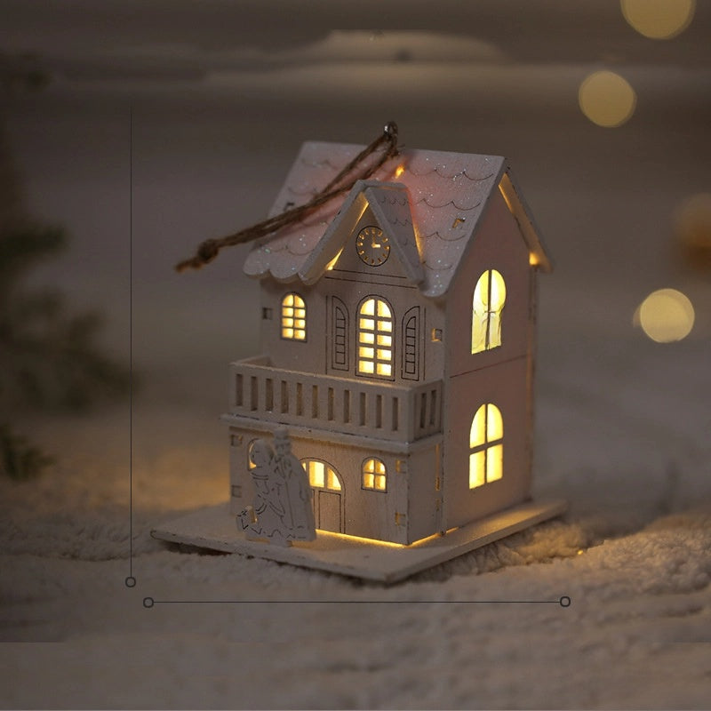 Christmas Minimalist Classic Style Christmas House Christmas Tree Wood Party Festival Hanging Ornaments Decorations Hanging Ornaments