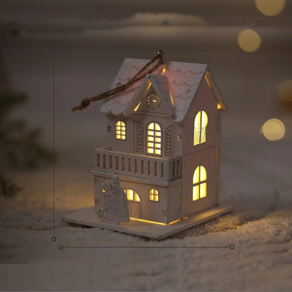 Christmas Minimalist Classic Style Christmas House Christmas Tree Wood Party Festival Hanging Ornaments Decorations Hanging Ornaments