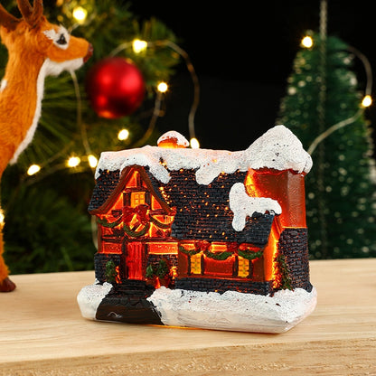 Christmas Small Ornaments Holiday Decorations Christmas Eve House Micro Landscape Luminous Desktop Window Scene Layout Gift