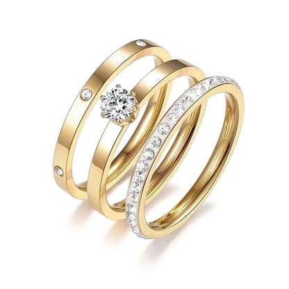 Elegant Minimalist Solid Color Stainless Steel Plating Inlay Zircon 18k Gold Plated Rose Gold Plated White Gold Plated Rings