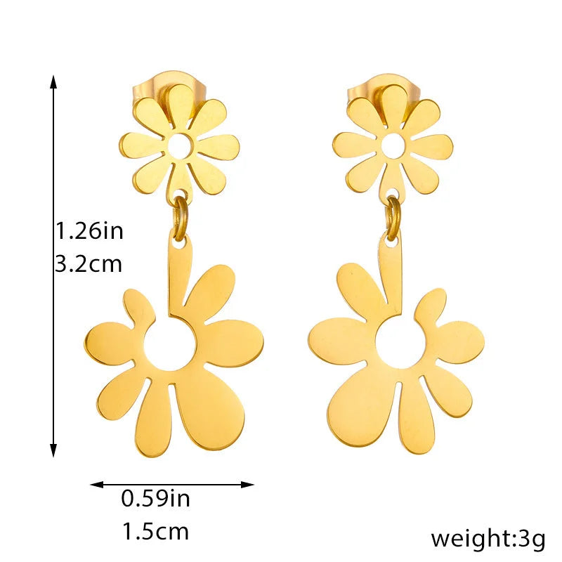 Fashion Flower Stainless Steel Electroplating Earrings
