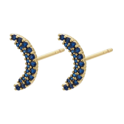 Cute Geometric Moon Flower Copper Artificial Gemstones Copper Earrings