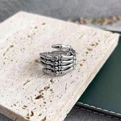 Retro Cool Style Snake Skull Alloy Plating Open Ring