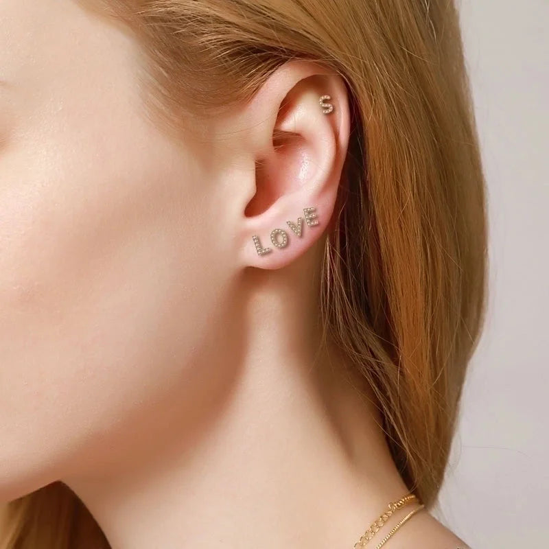 Ethnic Style Letter Copper Earrings Ear Studs