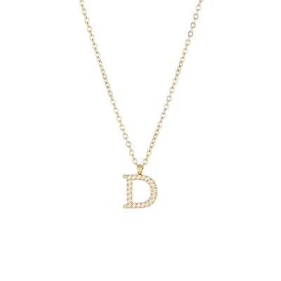 Minimalist Letter 304 Stainless Steel Zircon 16K Gold Plated White Gold Plated Plating Inlay Pendant Necklace