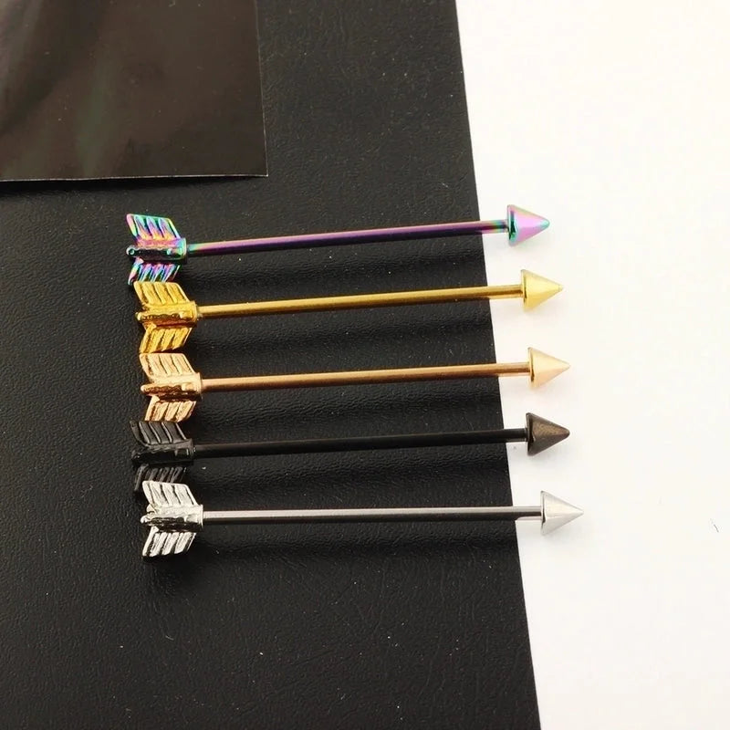 1 Piece Ear Cartilage Rings & Studs Minimalist Arrow 304 Stainless Steel Plating 18K Gold Plated Ear Cartilage Rings & Studs