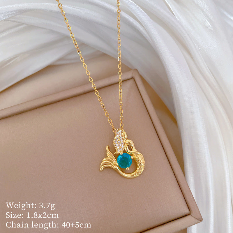 Minimalist Geometric Titanium Steel Diamond Inlay Necklaces