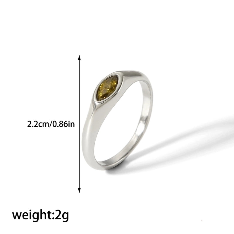 304 Stainless Steel Casual Korean Style Plating Inlay Round Zircon Rings