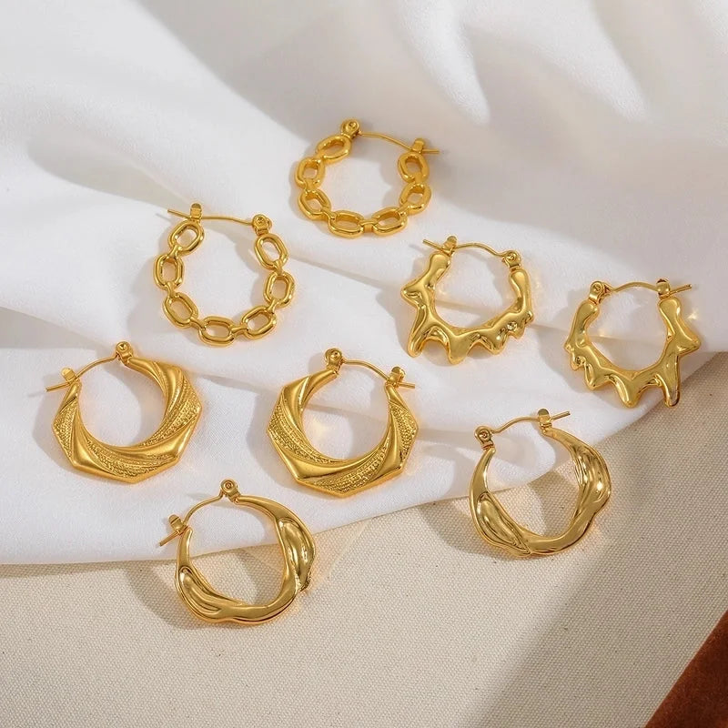 1 Pair Basic Minimalist Irregular Geometric Plating 304 Stainless Steel 18K Gold Plated Earrings