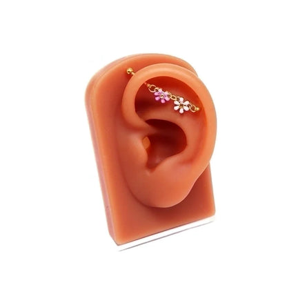 1 Piece Ear Cartilage Rings & Studs Sexy Minimalist Cat Flower Bow Knot 316L Stainless Steel Alloy Epoxy Plating Inlay Rhinestones Glass White Gold Plated Gold Plated Ear Cartilage Rings & Studs