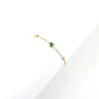 Elegant Minimalist Classic Style Heart Shape 201 Stainless Steel Copper Zircon Cable Chain Bracelets In Bulk