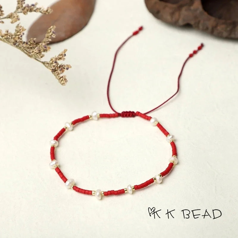 1 Piece Minimalist Color Block Freshwater Pearl Glass Beaded Bracelets