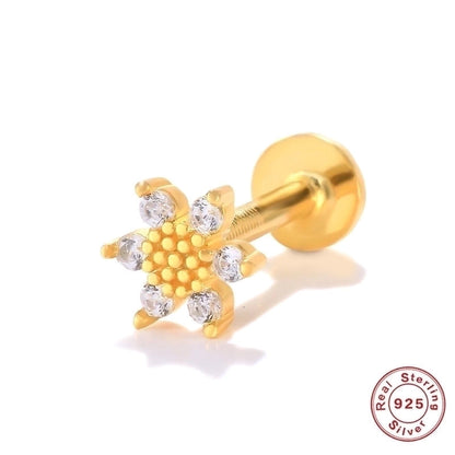 1 Piece Ear Cartilage Rings & Studs Minimalist Geometric 925 Sterling Silver Plating Inlay Zircon