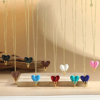 Copper 14K Gold Plated Heart Shape Pendant Necklace