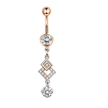 Minimalist Water Droplets Flower Butterfly Stainless Steel Inlay Zircon Women's Belly Ring