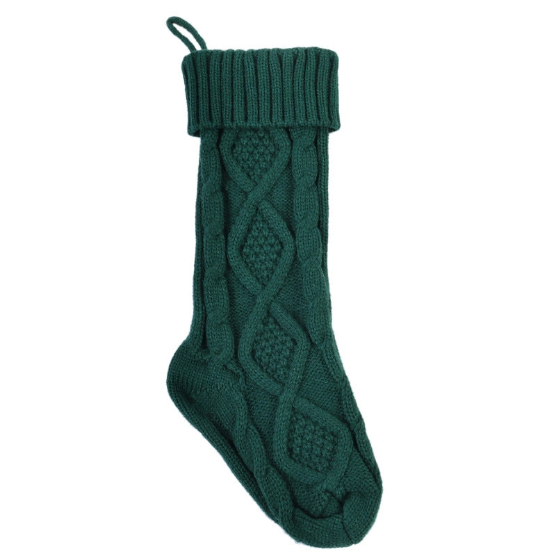 Large Christmas Socks Candy Bag Scene Layout Decoration Ornaments Knitted Gift Bag Rhombus Wool Gift