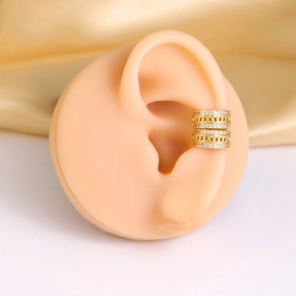 1 Piece IG Style Elegant Geometric Inlay Copper Zircon 18K Gold Plated Ear Cuffs