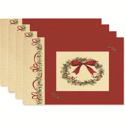 Christmas Nordic Style Christmas Tree Bow Knot Snowflake Linen Cotton And Linen Placemat