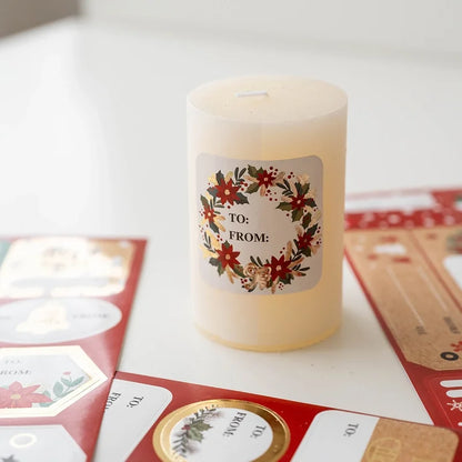 Christmas Cartoon Style Cute Christmas Tree Wreath PVC Self-adhesive Holiday Daily Gift Stickers Gift Wrapping Supplies