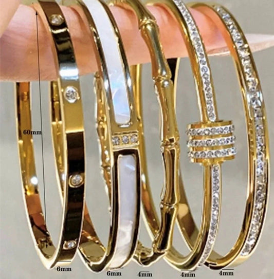Vintage Style Classic Style Star Bamboo Titanium Steel Bangle In Bulk