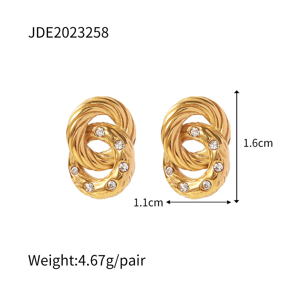 IG Style Circle Geometric Stainless Steel 18K Gold Plated Stud Earrings