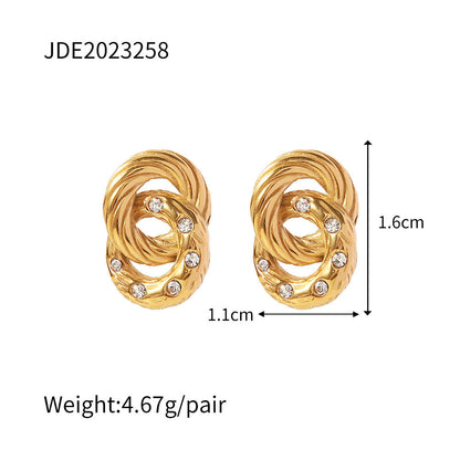 IG Style Circle Geometric Stainless Steel 18K Gold Plated Stud Earrings
