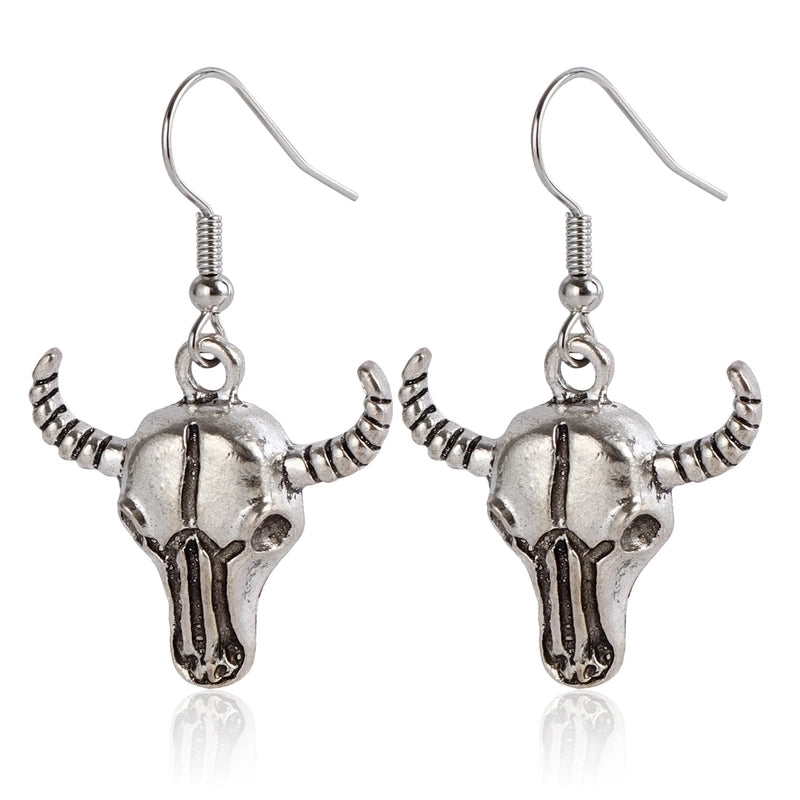 Jewelry Punk Western Denim Style Boots Cow Head Tassel Earrings Vintage Cactus Earrings For Women