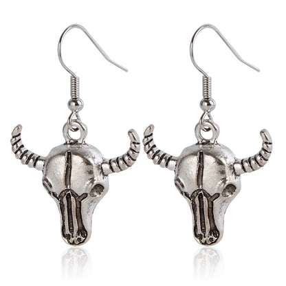 Jewelry Punk Western Denim Style Boots Cow Head Tassel Earrings Vintage Cactus Earrings For Women