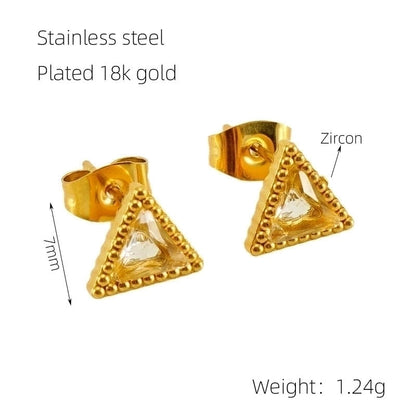 1 Pair Glam Retro Heart Shape Plating Inlay 304 Stainless Steel Rhinestones 18K Gold Plated Drop Earrings