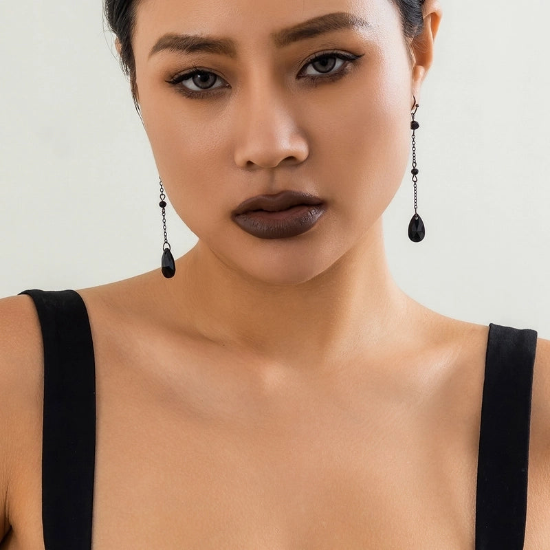 Imitation Crystal Metal Copper Tassel Plating Chain Water Droplets Necklace