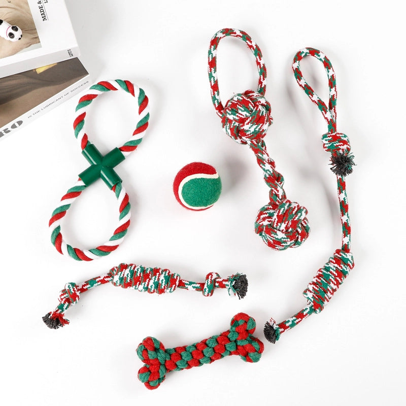 Cute Cotton Rope Christmas Infinite Twist Pet Toys