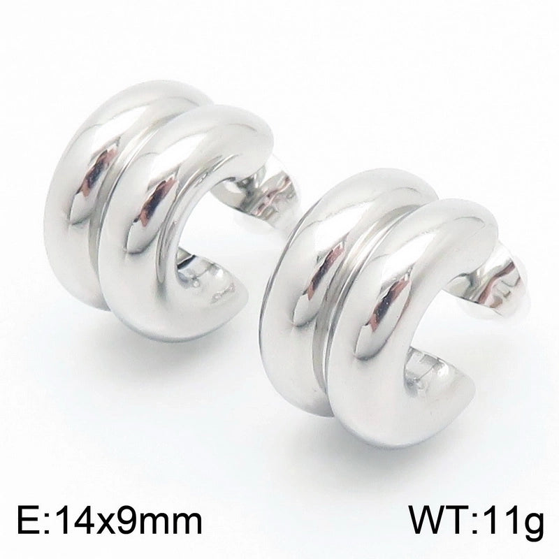 1 Pair Basic Geometric Titanium Steel 18K Gold Plated Hoop Earrings