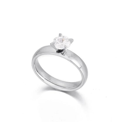 Minimalist Classic Style Solid Color Titanium Steel Rhinestones 18K Gold Plated Inlay Rings