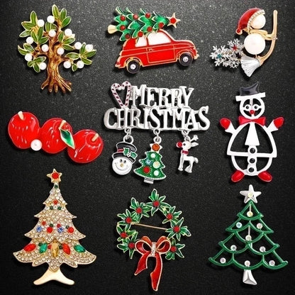 2 Pieces Ethnic Style Pin Christmas Tree Letter Wreath Imitation Pearl Alloy Rhinestone Enamel Unisex Brooches