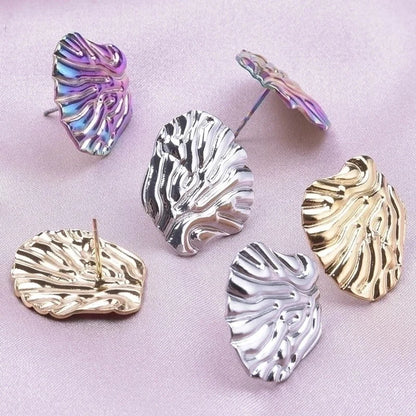 1 Pair Minimalist Round Star Plating 304 Stainless Steel 18K Gold Plated Ear Studs