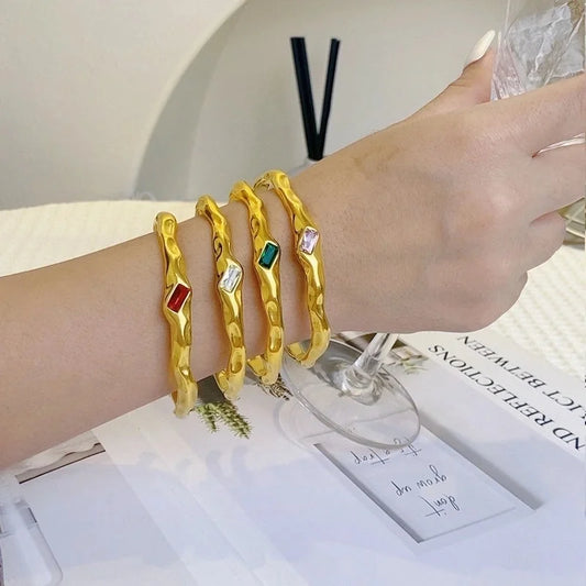 Casual Minimalist Irregular 304 Stainless Steel Bangle In Bulk