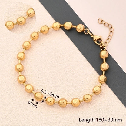 Casual Minimalist Round Oval Solid Color 304 Stainless Steel 18K Gold Plated Bracelets In Bulk