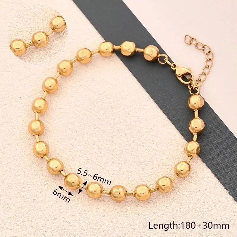 Casual Minimalist Round Oval Solid Color 304 Stainless Steel 18K Gold Plated Bracelets In Bulk