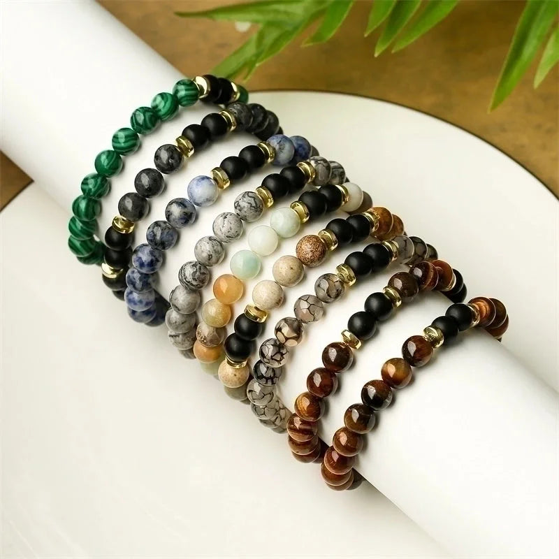 Ethnic Style Geometric Natural Stone Beaded Bracelets