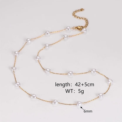 Casual Minimalist Round Heart Shape 304 Stainless Steel Artificial Pearl Necklace